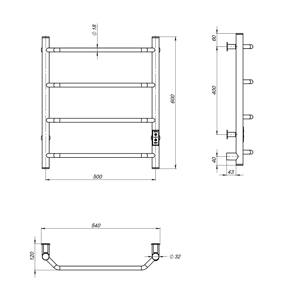 Полотенцесушитель Пэк сп 6 60х50 оружейная сталь ВГП